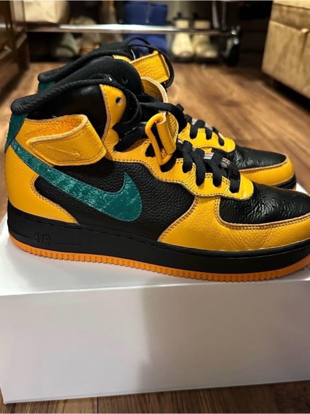 Nike High Top Sneakers - Black, Yellow, Teal